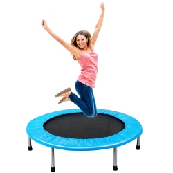 GYMAX 38" Folding Mini Trampoline Fitness Rebounder W/ Safety Pad Blue/pink