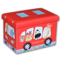 JESSAR - Ottoman / Footstool With Storage for Children, From The Do-Re-Mi Collection, Zoo Animal Print