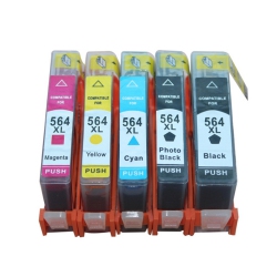 TONER4U - 5Pk (K, Pbk, C, M, Y) Compatible 564Xl Ink Cartridge for HP 564Xl, 7510, 7515, 7520, 7525, B8550, B8553, C5324, C5370, C537