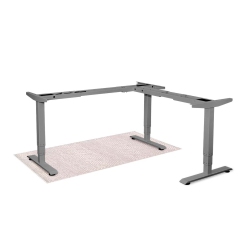 EFFYDESK Executive L-Shaped Height Adjustable Home Office Computer Standing Desk With Cable Management Tray - Frame (Frame Only/no Tabletop) In Grey
