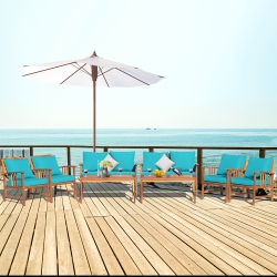 COSTWAY 8PCs Wooden Patio Furniture Set Table Sofa Chair Cushioned Garden In Turquoise