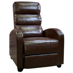VISCOLOGIC Euroluxe Faux Leather Upholstered Manual Push Back Recliner Chair (Brown)