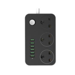 LDNIO Sc3604 Power Strip Surge Protector \w 3 Universal International Socket & Smart 6 USB Charging Ports 3.4A || 2 Metre Cord Length || 2500W 10A
