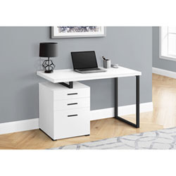 Monarch Floating 47.25"W Computer Desk with 3 Drawers - White/Grey/Silver