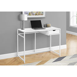 Monarch Metal-Frame 42.25"W Computer Desk with Drawer - Black Marble/Black