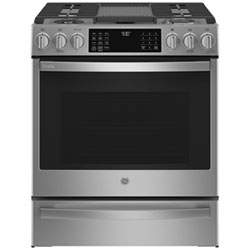 Cuisinière Gaz Encas. Conv. Véritable Friture Air 5,7 Pi³ 30 Po Profile De Ge (Pc2S930Ypfs) - Inox