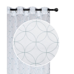 MAISON CONCEPTS INC Lurex Embroidered Sheer Panel W 8 Grom (Curved Diamond) (Teal) - Set Of 2