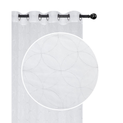 MAISON CONCEPTS INC Lurex Embroidered Sheer Panel W 8 Grom (Curved Diamond) (White) - Set Of 2