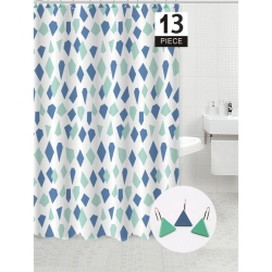 MAISON CONCEPTS INC Peva Shower Curtain With 12 Polyresin Hooks (Diamond)