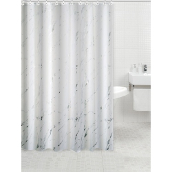 MAISON CONCEPTS INC Polyester Foil Marble Printed Shower Curtain (White) In Silver