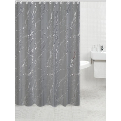 MAISON CONCEPTS INC Polyester Foil Marble Printed Shower Curtain (Gray) In Silver