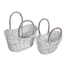 MAISON CONCEPTS INC 2PC Nesting Wicker Planter With Handle (Oval)