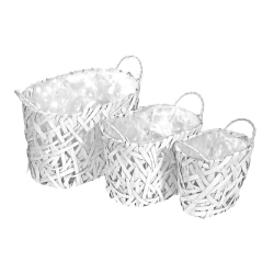 MAISON CONCEPTS INC Woven Wicker Oval Planter (Set Of 3) In White