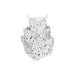 MAISON CONCEPTS INC Woven Wicker Square Planter (Set Of 3) In White