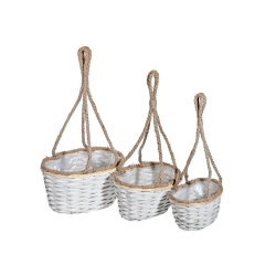MAISON CONCEPTS INC 3PC Hanging Wicker Planter (Oval) In White