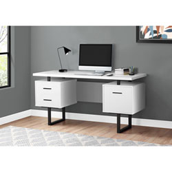 Monarch Floating 60"W Computer Desk with 3 Drawers - Black/Concrete