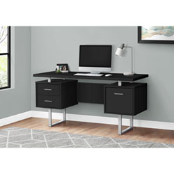Monarch Floating 60"W Computer Desk with 3 Drawers - Black/Concrete