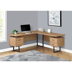 Monarch Corner 71"W Computer Desk with 3 Drawers - Black