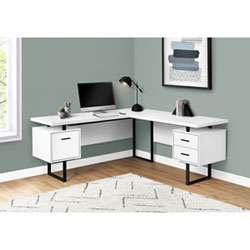Monarch Corner 71"W Computer Desk with 3 Drawers - Black