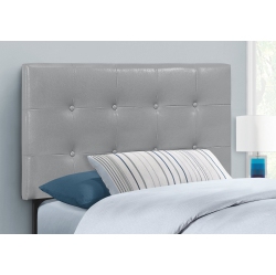 MONARCH Specialties I 6001T Bed - Twin Size / Leather-Look Headboard Only In Grey