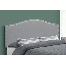 MONARCH Specialties I 6011Q Bed - Queen Size / Leather-Look Headboard Only In Grey