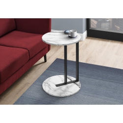 MONARCH Specialties I 2210 Accent Table - 24" High / Marble-Look / Black Metal In White
