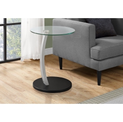 MONARCH Specialties I 3009 Accent Table - / Silver Bentwood W/ Tempered Glass In Black