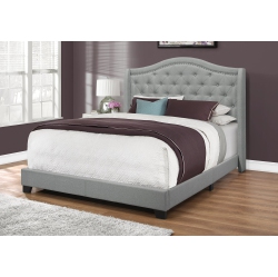MONARCH Specialties I 5966Q Bed - Queen Size / Linen With Chrome Trim In Grey
