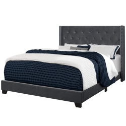 MONARCH Specialties I 5986Q Bed - Queen Size / Dark Velvet With Chrome Trim In Grey