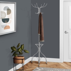 MONARCH Specialties I 2032 Coat Rack - 70" High / Metal With An Umbrella Holder In Silver