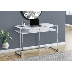 MONARCH Specialties I 7520 Computer Desk - 48" Long / Glossy / Chrome Metal In White