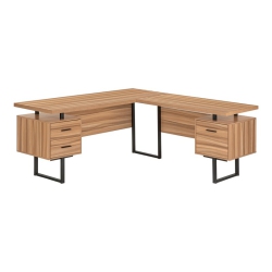 MONARCH Specialties I 7612 Computer Desk - 70" Long / Reclaimed Wood / Metal / L/r In Black