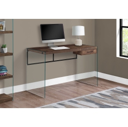 MONARCH Specialties I 7444 Computer Desk - 48" Long / Reclaimed Wood/ Glass Panels In Brown