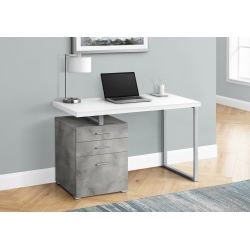 MONARCH Specialties I 7648 Computer Desk - 48" Long / White/ Concrete/ Metal/ L/r In Silver