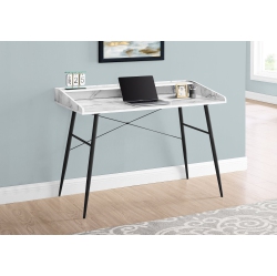MONARCH Specialties I 7539 Computer Desk - 48" Long / Marble-Look / Black Metal In White
