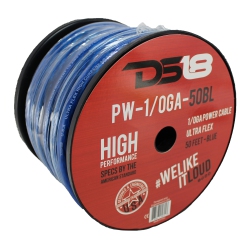 DS18 Pw-1/0Ga-50Bl 50Ft Ultra Flex Cca 1/0 Gauge Power Cable In Blue