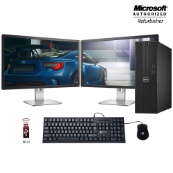 DELL Refurbished (Good) - Optiplex 3050 Sff Desktop Computer Dual (2) New 24 Inch Monitor Intel I5 6500 8GB Ddr4 Ram 256GB SSD Windows 10 Pro Wifi