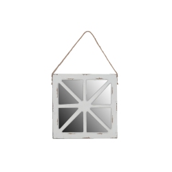 MAISON CONCEPTS Square Hanging Wooden Mirror Decor (White)
