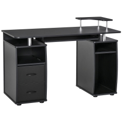 HOMCOM Computer Desk With Keyboard Tray, Home Office Desk With Drawers, Cpu Stand, Printer Stand And Open Shelves, Writing Workstation for Study