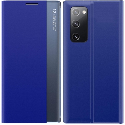 SMARTWORLD Smart Clear View Flip Phone Case Leather Kickstand Cover for Samsung Galaxy S21 Ultra (Blue)