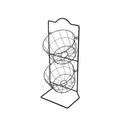 MAISON CONCEPTS INC 2 Tier Round Metal Grid Fruit Basket Stand (Black)