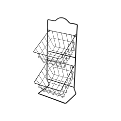 MAISON CONCEPTS INC 2 Tier Square Metal Grid Fruit Basket Stand (Black)