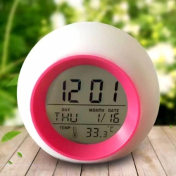 SAMA Rose Alarm Clock for Kids, 7 Color Changing Night Light, Snooze Touch Control Temperature In Red