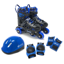 CHICAGO SKATES Adjustable Rollerblade Combo Set, Size 1-4 In Blue