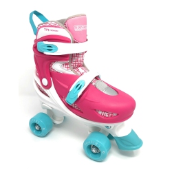 CHICAGO SKATES Kids Adjustable Quad Rollerblades With Accessory Bundle, Pink, Size 1-4