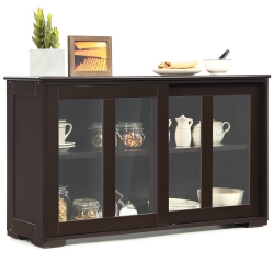 COSTWAY Kitchen Storage Cabinet Sideboard Buffet Cupboard W/ Sliding Door