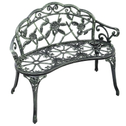 COSTWAY Patio Garden Bench Chair Style Porch Cast Aluminum Outdoor