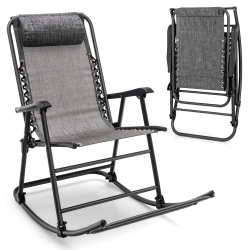 COSTWAY Folding Zero Gravity Rocking Chair Rocker Porch Outdoor Patio W/ Headrest