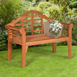 COSTWAY 49" Outdoor Folding Bench Eucalyptus Wood Backrest Armrest Patio Garden