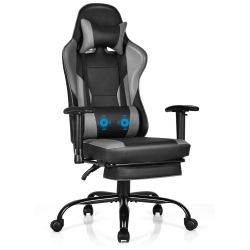 GYMAX Massage Gaming Chair Racing Computer Task Chair Recliner W/footrest